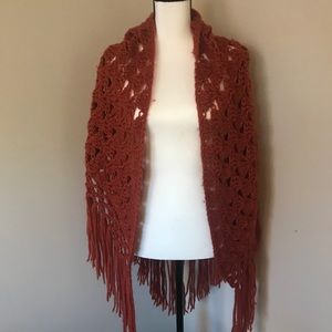 Vintage knitted shall burnt orange